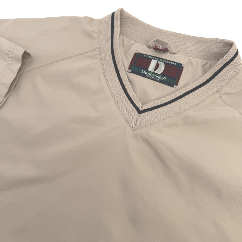 Dunbrooke Windbreaker Pullover Mens L Tan V-Neck Short Sleeve Casual Golf Sporty